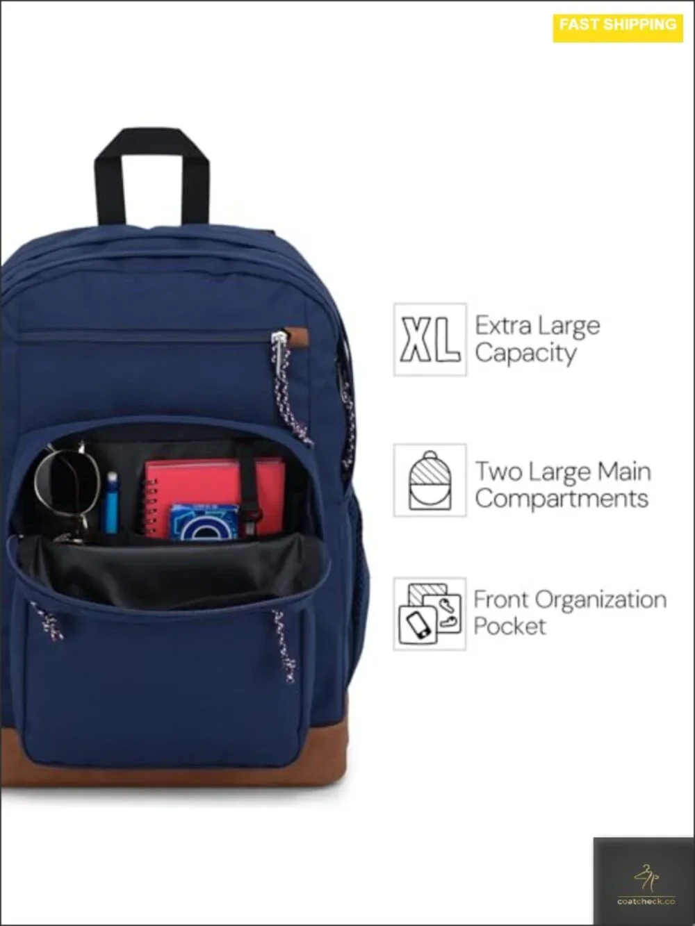 Laptop Backpack with 15-inch Sleeve, Ergonomic Straps, 2 Compartments, Durable